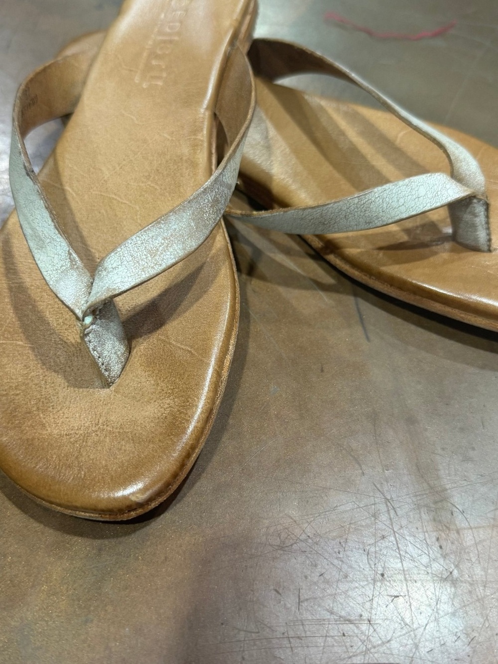 Bed Stu white Leather Thong Sandals